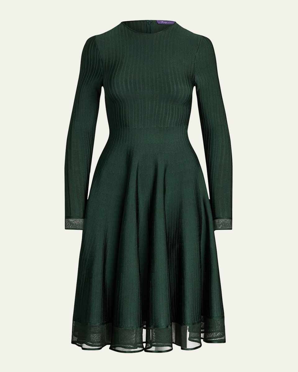 Viscose Sheer Edge Crewneck Dress